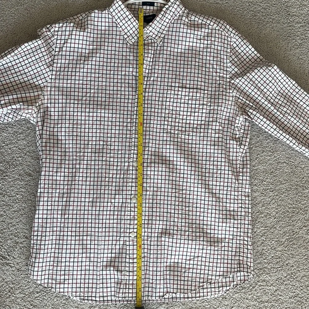 Men’s JCrew Long Sleeve Button Down Slim Fit grey and red patterned - Picture 3 of 5